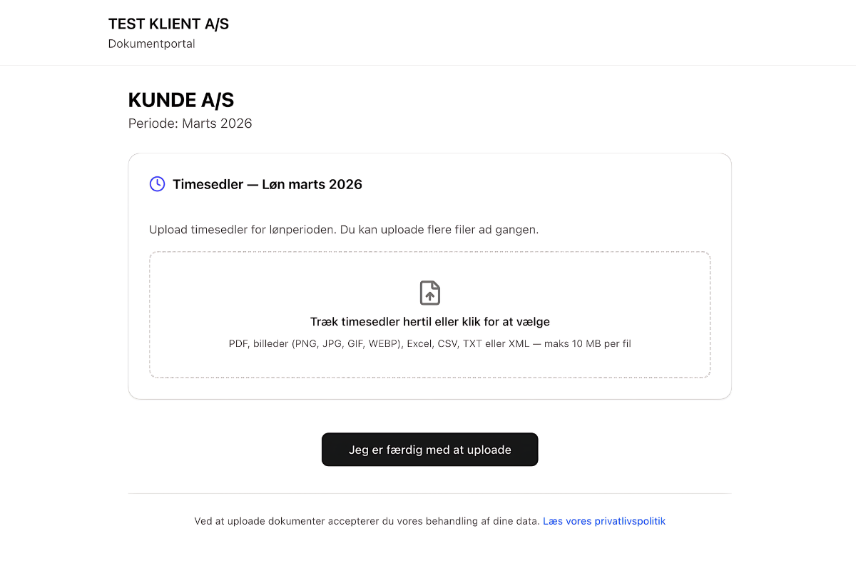 Attera dokumentportal upload-interface